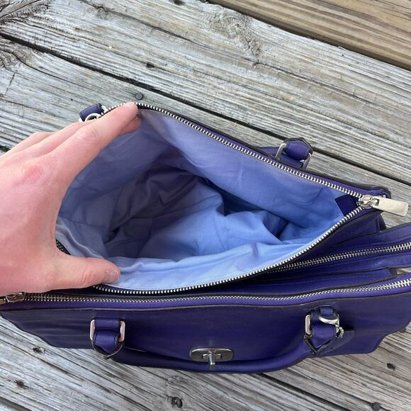 Coach Legacy Leather Large Harper Triple Zip Satchel Bag 23563 Purple - Picture 10 of 12